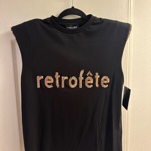 Retrofete Black Blouse with Gold Accents